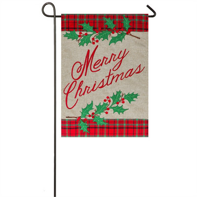Merry Christmas Plaid - Garden Flag