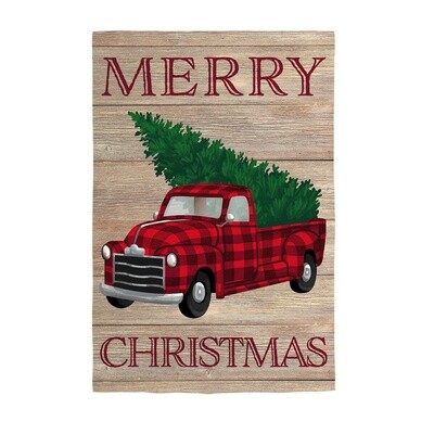 Holiday Plaid Truck - Garden Flag