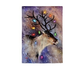 Reindeer and Lights, Garden Flag