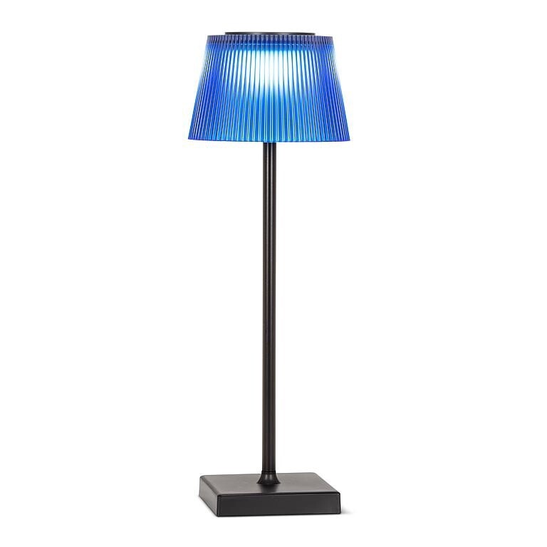 Fluted Shade LED Outdoor Table Lamp, Colour: Blue