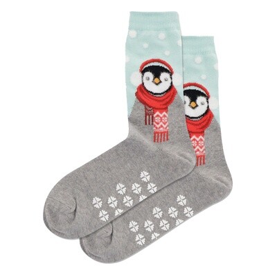HotSox Ladies Sock, Fuzzy Penguin Non Slip