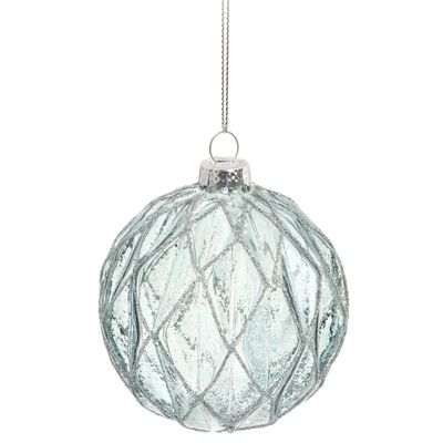 Diamond Glass 3" Xmas Ornament, Silver/Charc