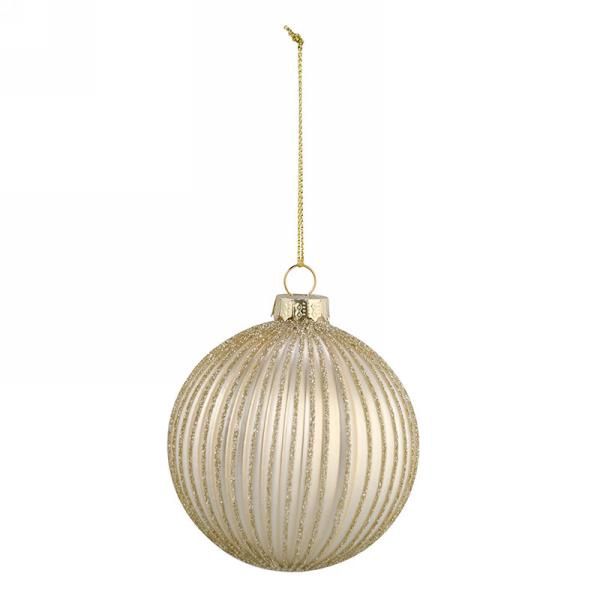 Ridged Glitter Ball Ornament, Colour: Gold