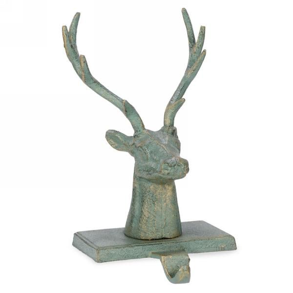 Metal Deer Stocking Holder, Green