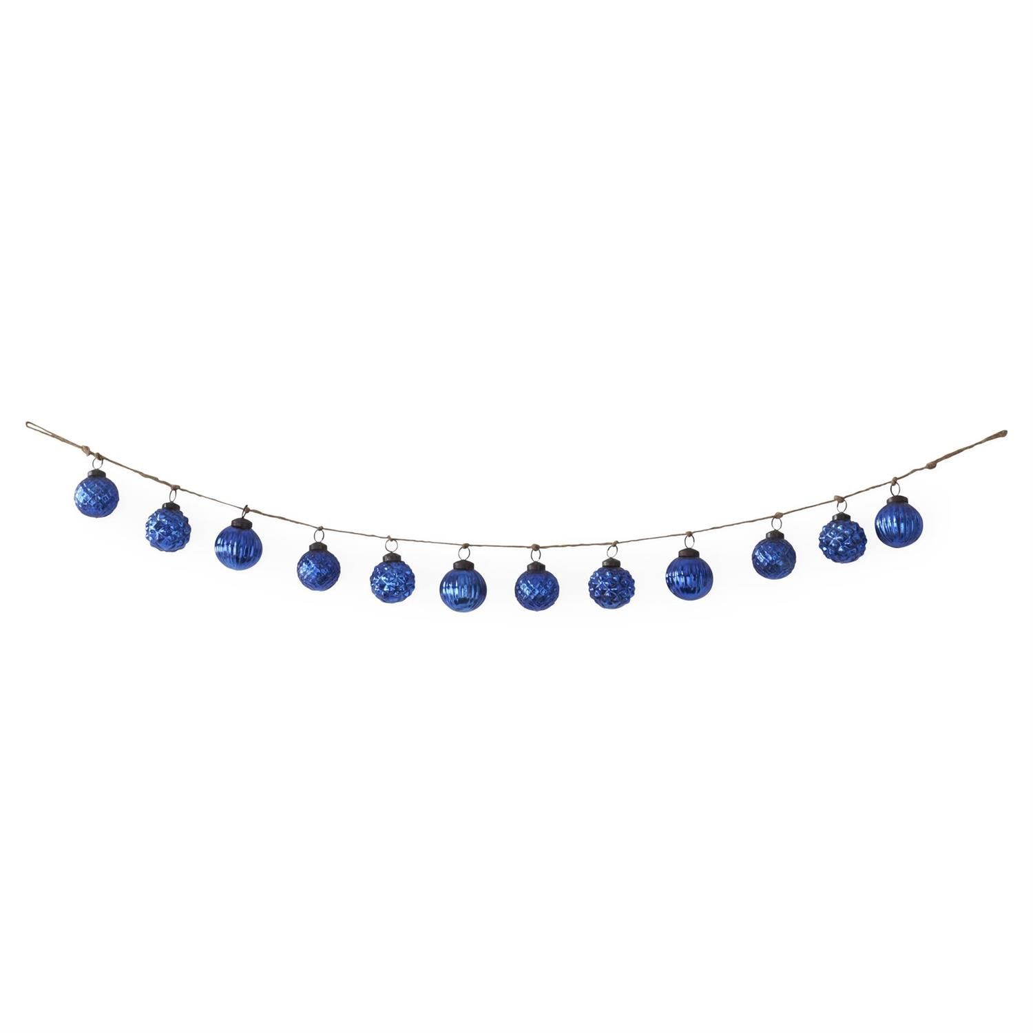 Blue Mercury Glass Ornament Garland 48&quot;