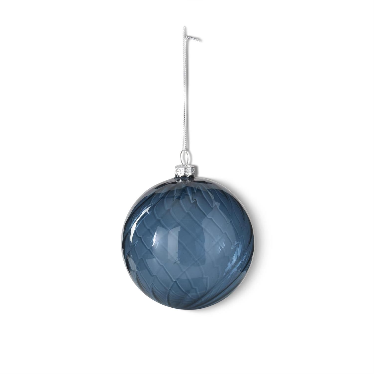 Round Glass Ornament 4&quot;, Dk Blue