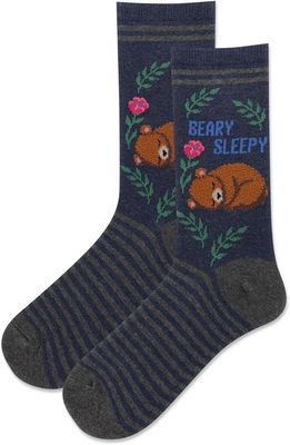HotSox Ladies Sock, Beary Sleepy Fuzzy