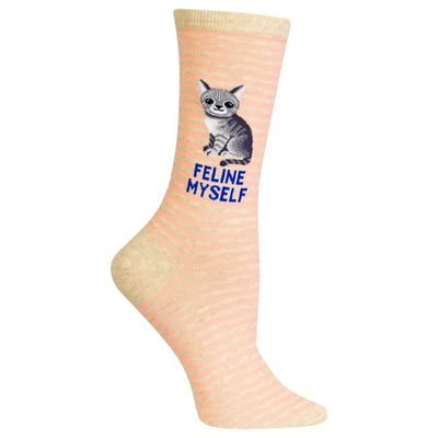 HotSox Ladies Sock, Feline Myself Peach