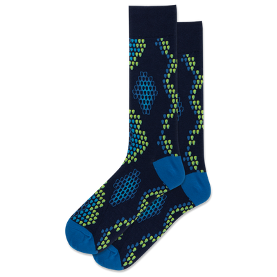 HotSox Mens Sock, Snake Skin Blue