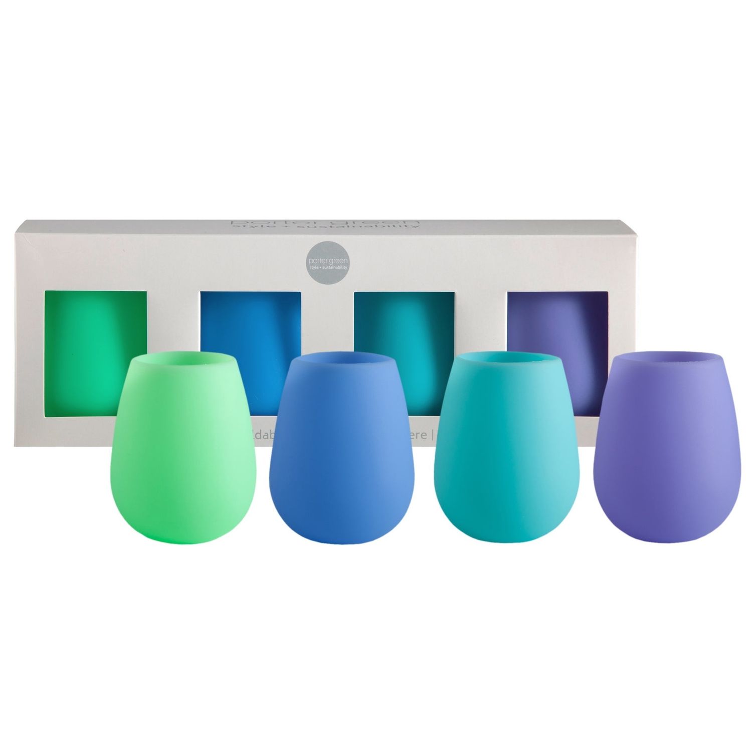 Silicone Unbreakable Glasses Set of 4, Colour: Spring