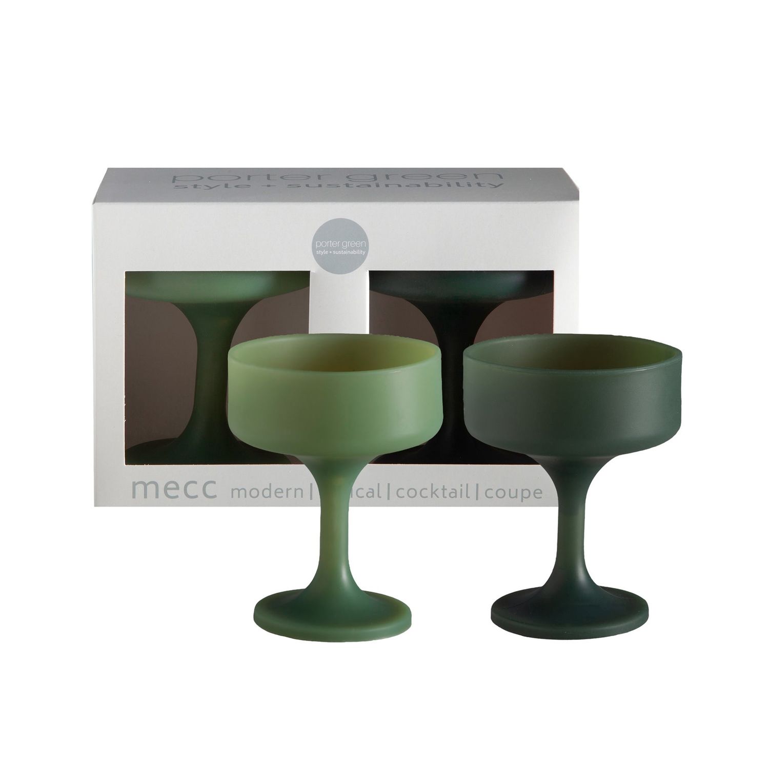 Silicone Unbreakable Cocktail Glasses, Colour: Sage+Olive