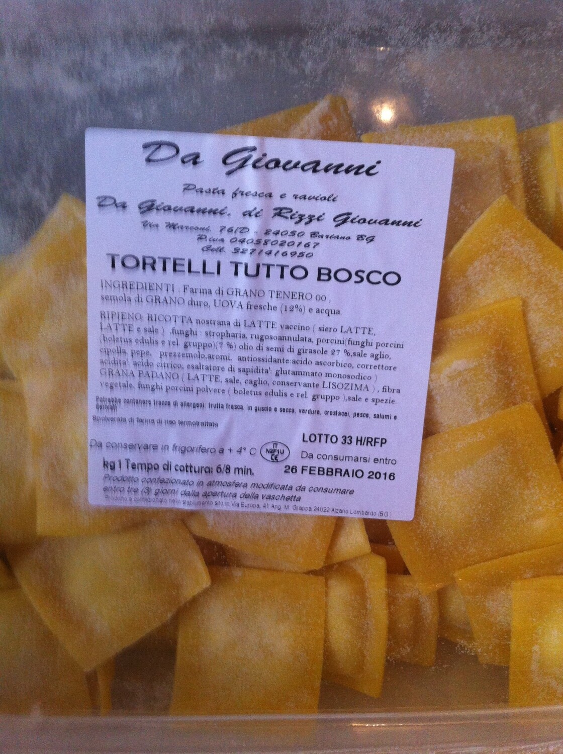 Tortellini tutto bosco con funghi porcini, vaschetta da 1 kg