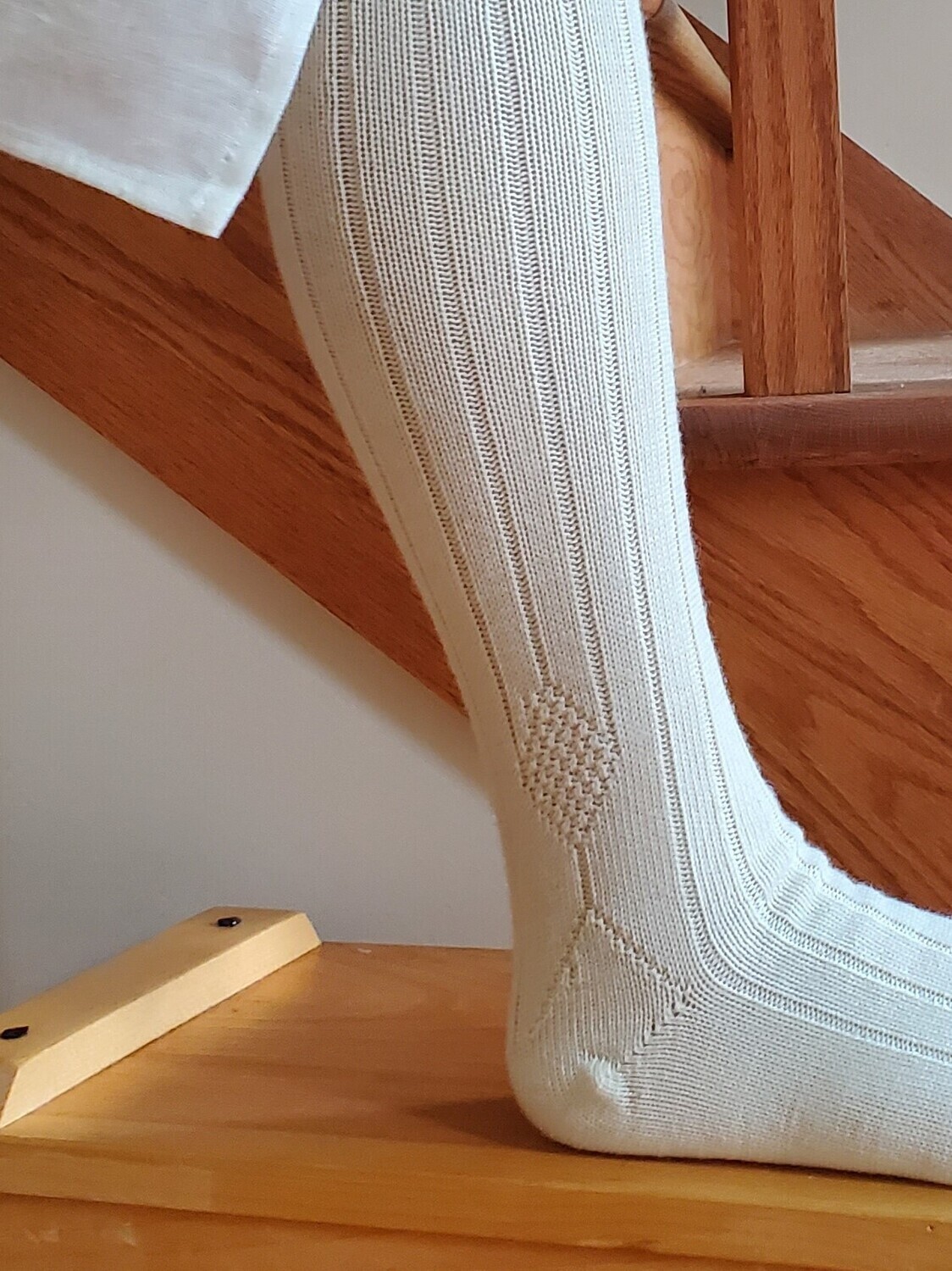 Merino Wool Stockings - Heavy Weight Clocked White