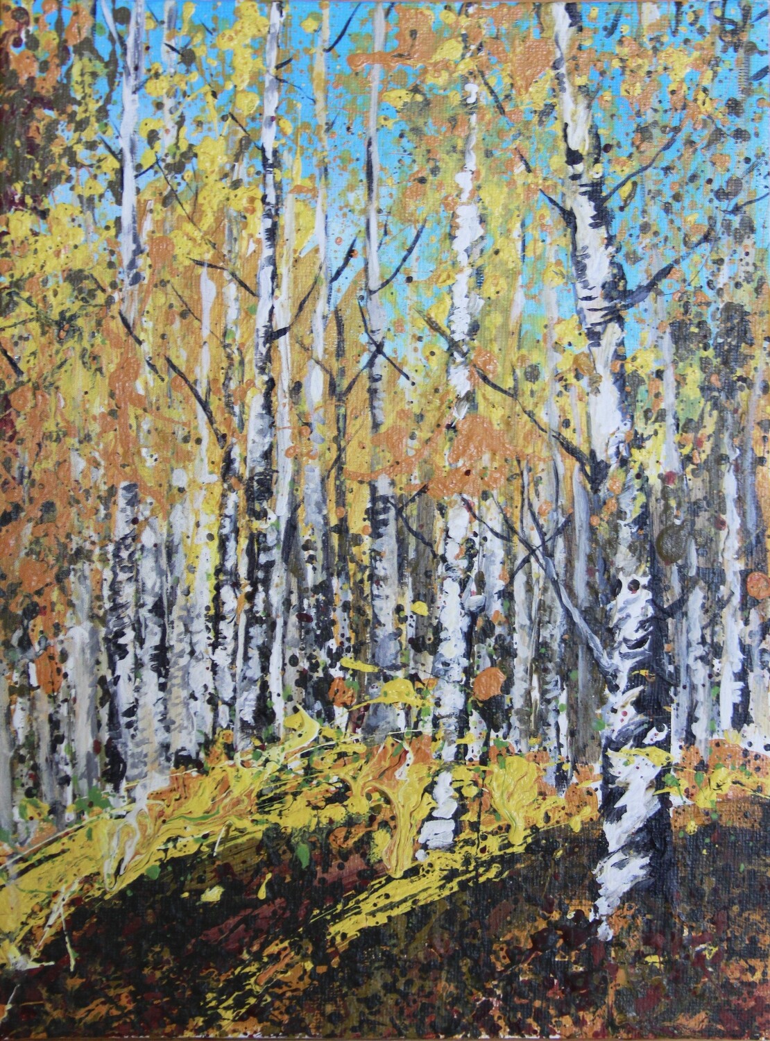 SOLD 'Birches' 9"x12" Acrylic on Canvas Panel