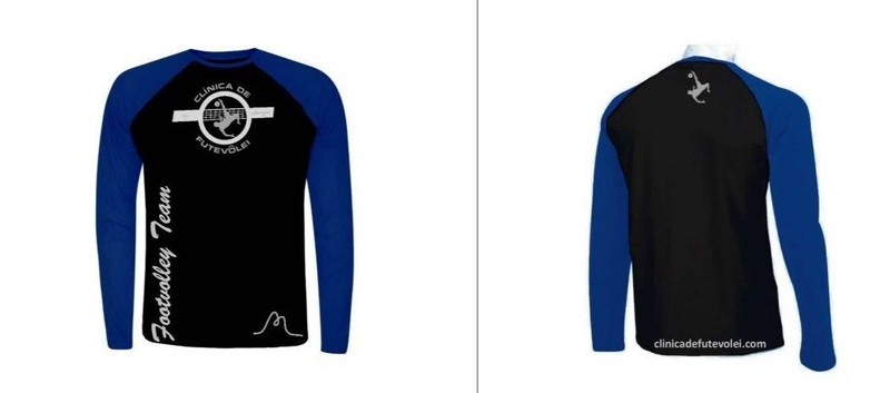 BLUSA PRETA COM MANGA AZUL