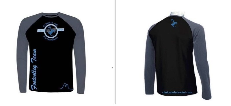 BLUSA PRETA COM MANGA CINZA