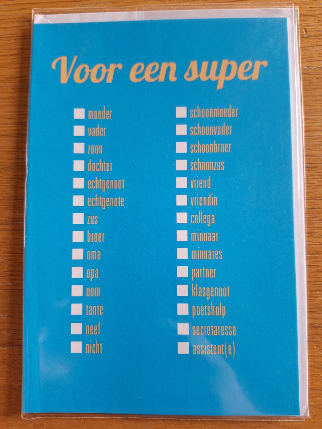 Vintage wenskaart met meerkeuze gelegenheden