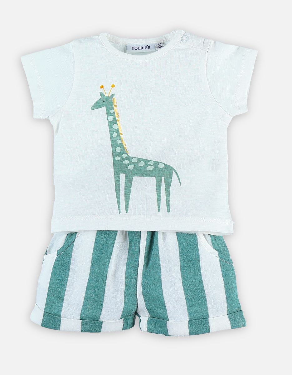 Noukie&#39;s Cocon set beige met groen
