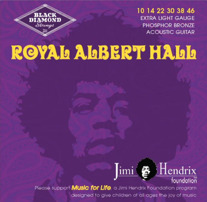 Cordes Black Diamond Acoustique Jimi HENDRIX &quot;Royal Albert Hall&quot; Phosphore Bronze Extra Médium 13-56