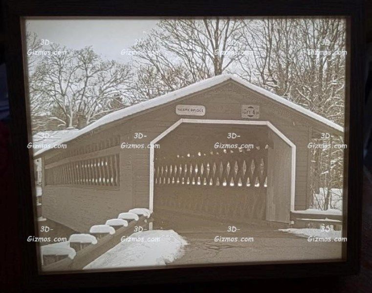 3D Lithophane lightbox -Henry Bridge after snowfall 2025