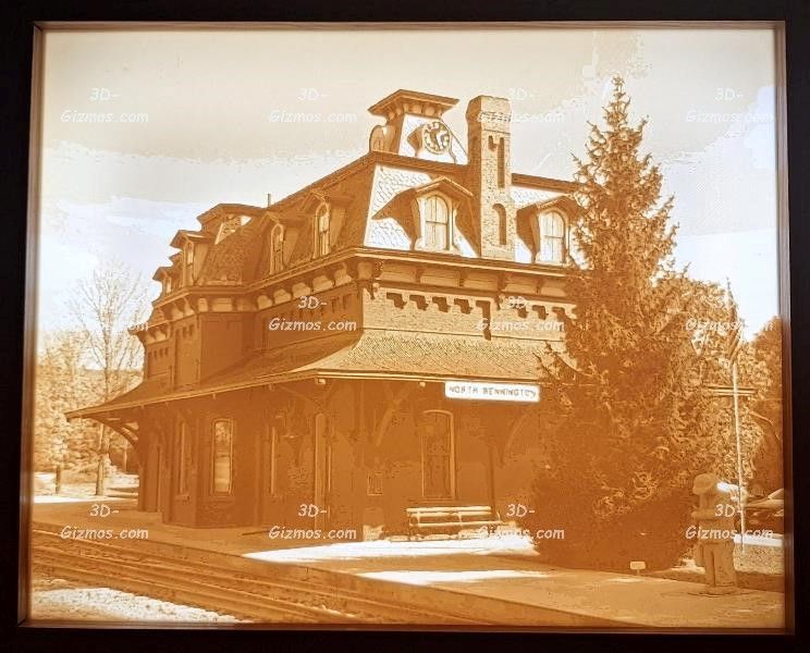 3D Lithophane lightbox -North Bennington Train Station in summertime