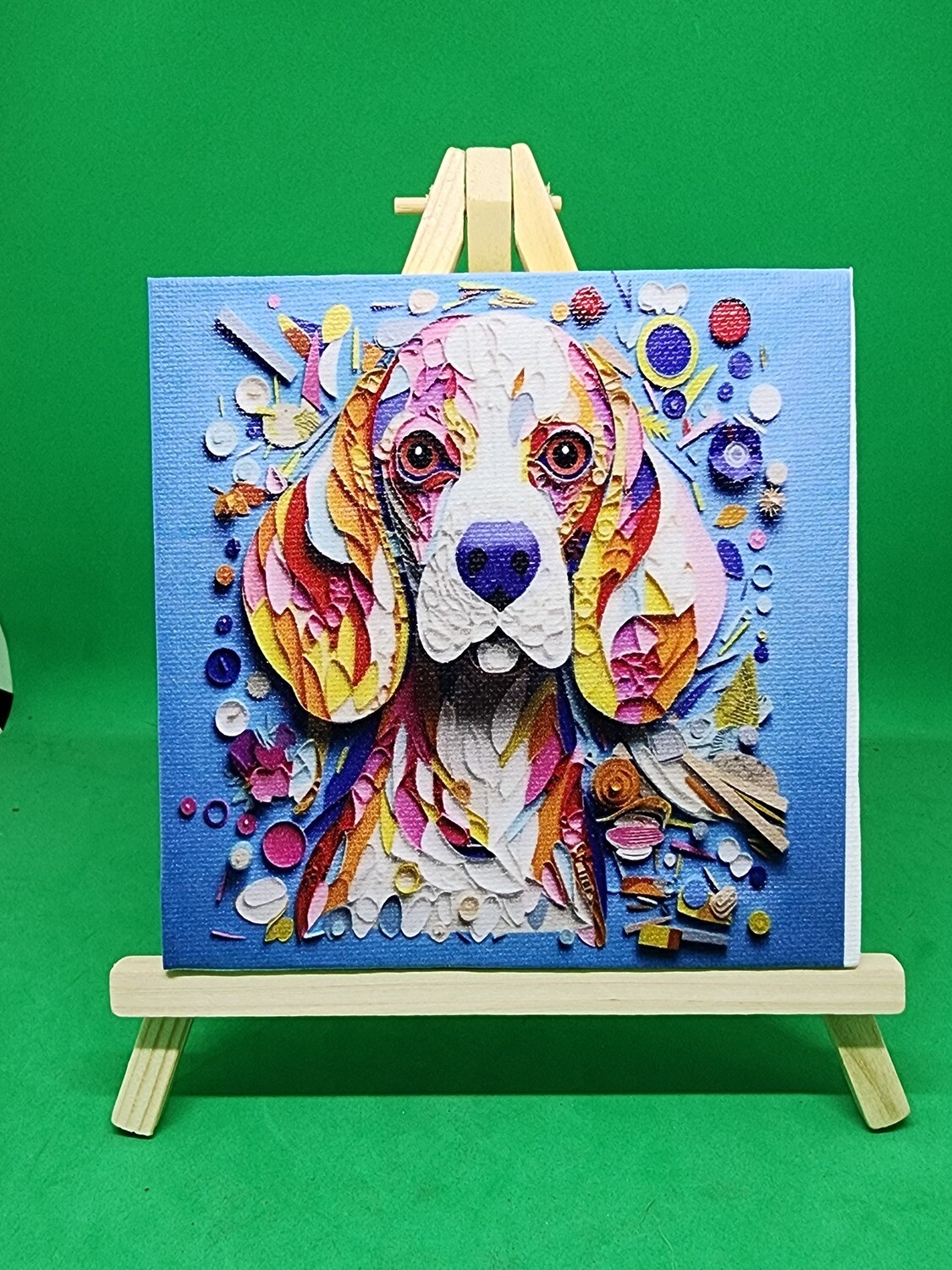Beagle UV Printed on Canvas With Included Easel