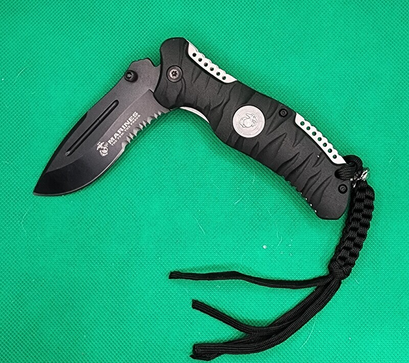 Pocket Knife, USMC &quot;Reaper&quot;, Licensed, Personalized, Assist Opening.