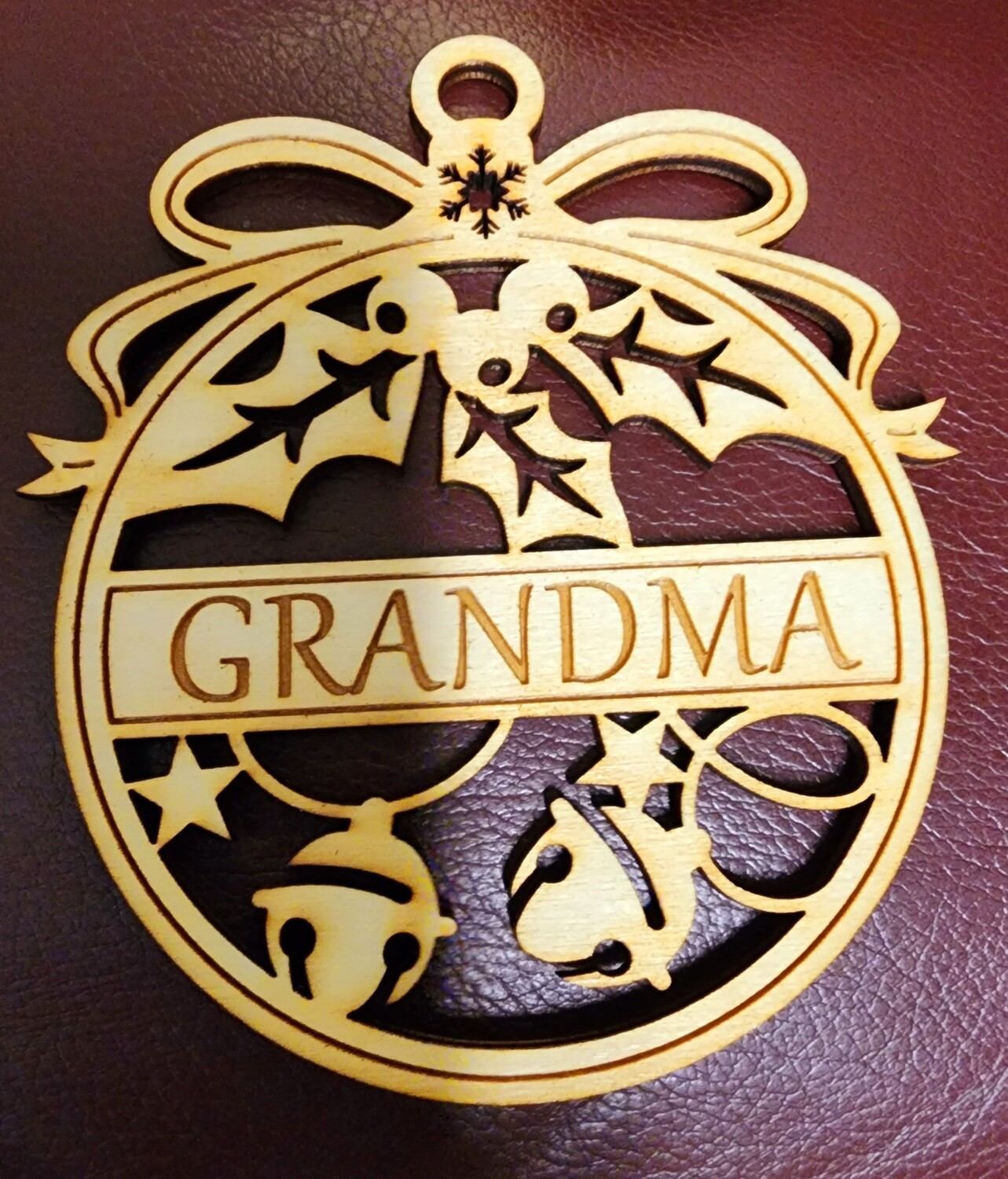 Christmas Ornament, Grandma, Laser Cut and Engraved, Wood