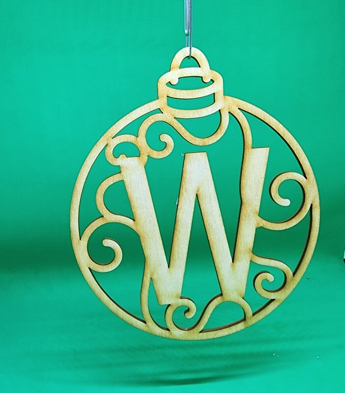 Christmas Ornament &quot;W&quot; Gift Tag Alpha Holiday Laser Cut Initial