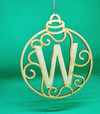 Christmas Ornament &quot;W&quot; Gift Tag Alpha Holiday Laser Cut Initial