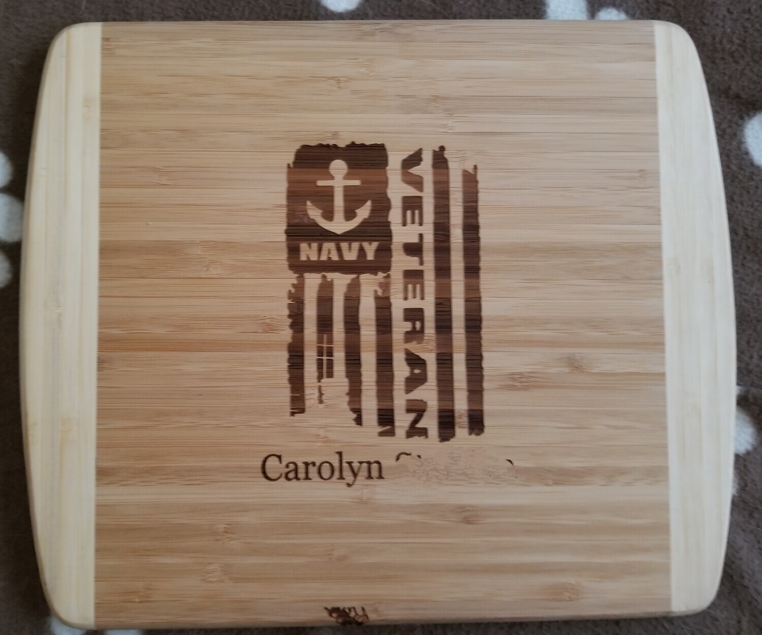 Cutting Board, Navy Veteran Tattered Flag Bamboo