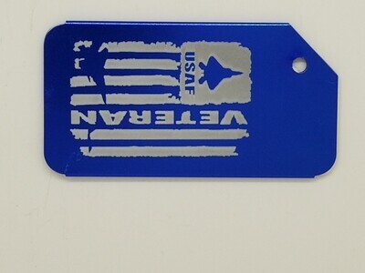 Luggage Tag,  Air Force Veteran Distressed Flag Laser Engraved Aluminum