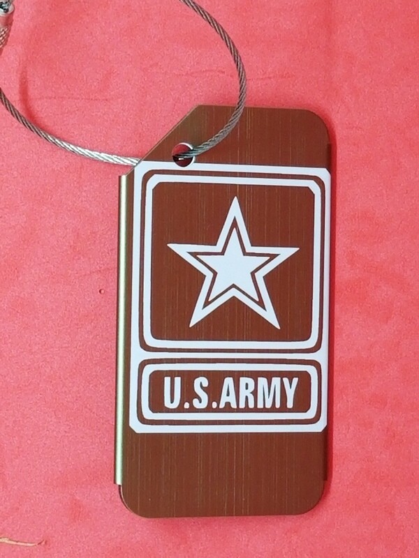Luggage Tag, Army Logo, Laser Engraved Aluminum