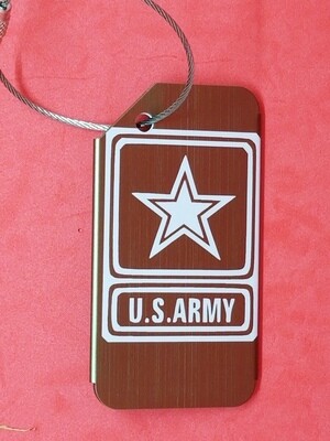 Luggage Tag, Army Logo, Laser Engraved Aluminum
