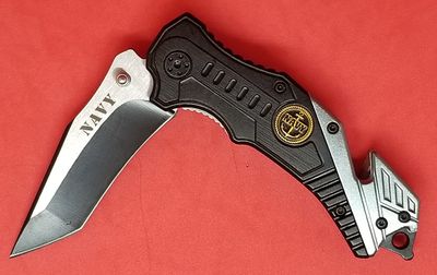 Pocket Knife, Navy Logo, Laser Engraved,
Personalized, Assist Opening.