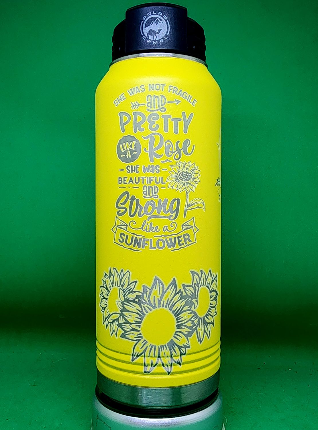 Insulated Bottle Sunflower Wrap Laser Engraved 20 oz Insulated Bottle