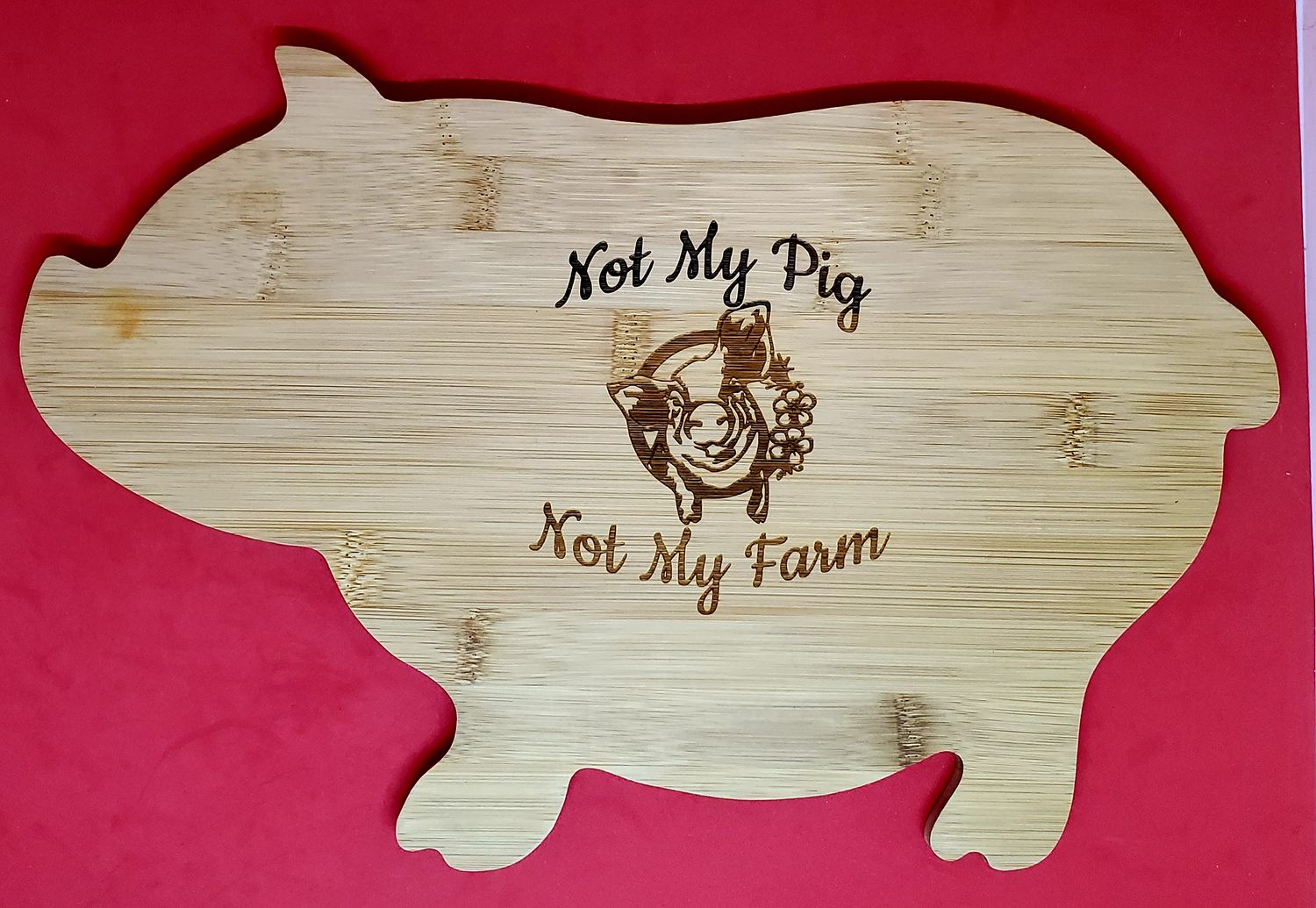Cutting Board, Bamboo, Pig Saying Laser Engraved Bamboo