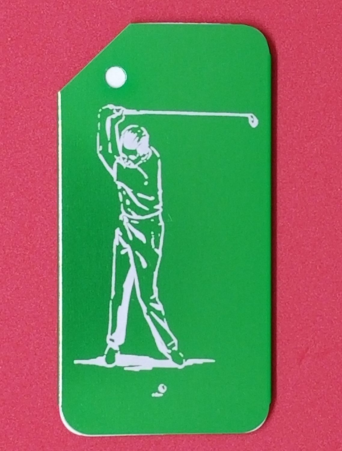 Luggage Tag, Golfer, Back Pack, School, Sports Bag, Laser Engraved Aluminum