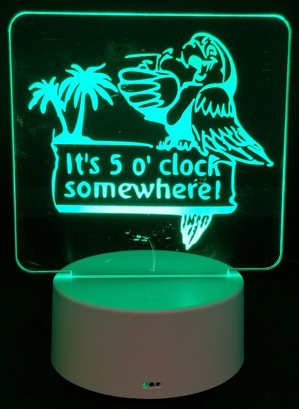 Night Light, 5 O&#39;Clock Some where image, 3D Illusion, 7 Color Changing Light Base, Desk Light