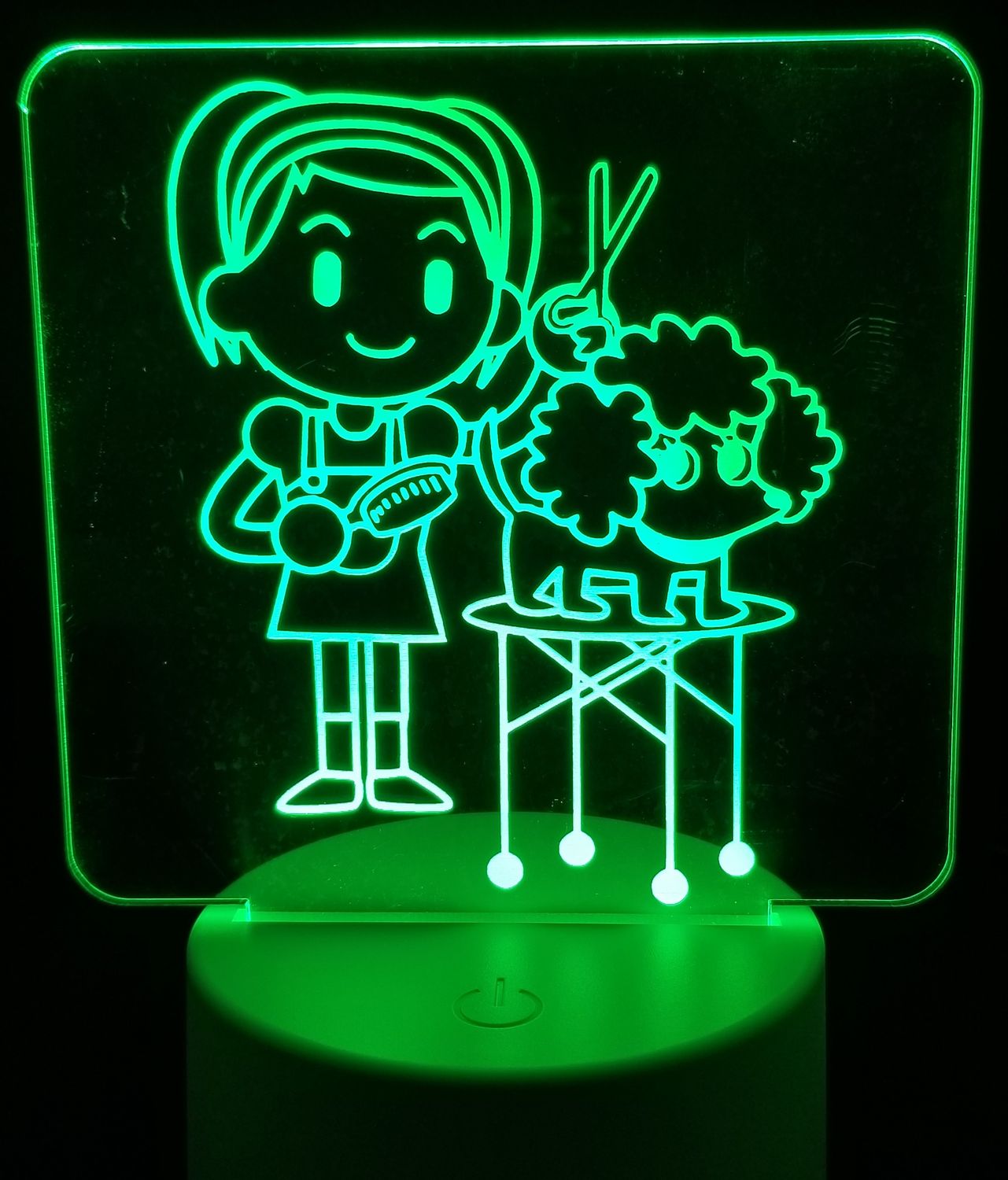 Night Light,Dog Groomer image, 3D Illusion, 7 Color Changing Light Base, Desk Light