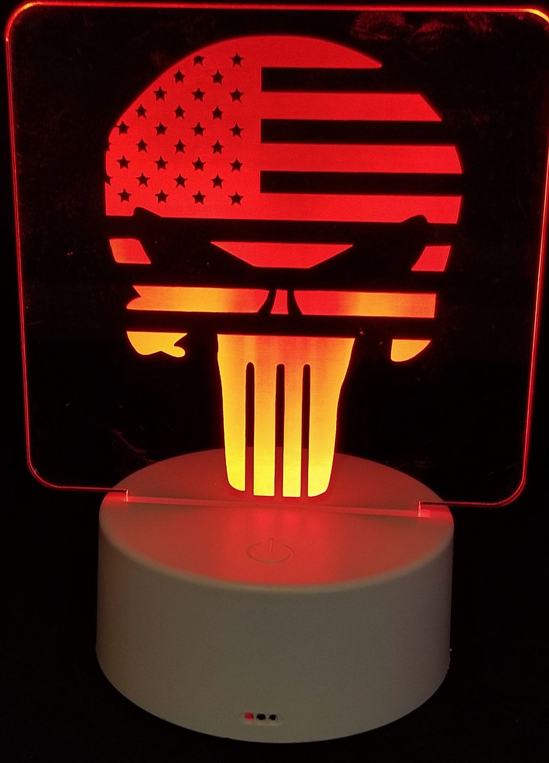 Night Light, Punisher image, 3D Illusion, 7 Color Changing Light Base, Desk Light