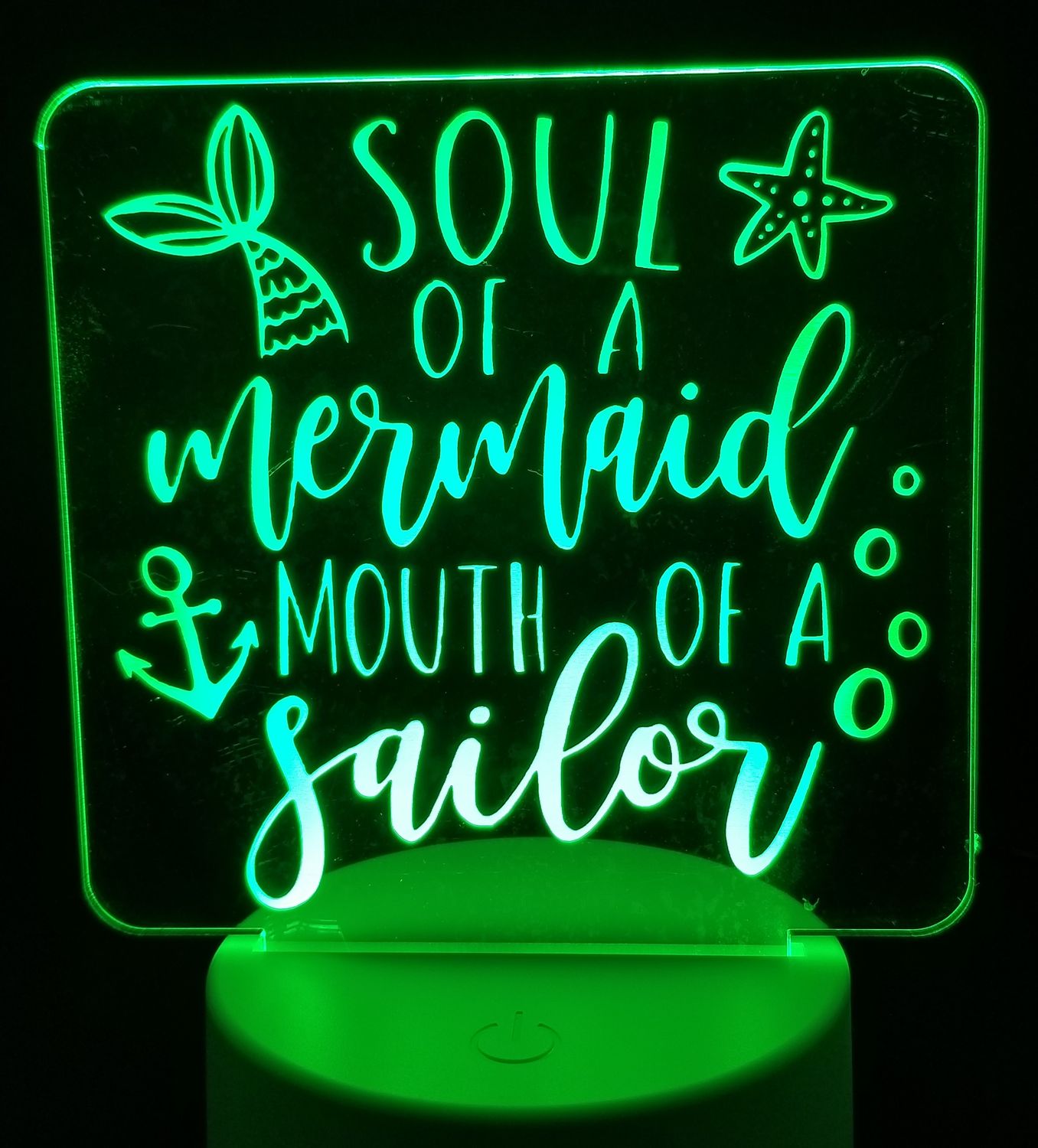Night Light, Soul of a Mermaid, Mouth of a Sailor image, 3D Illusion, 7 Color Changing Light Base, Desk Light