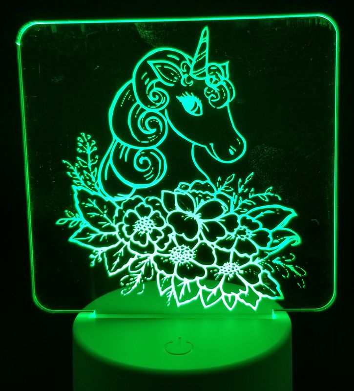 Night Light, Unicorn image, 3D Illusion, 7 Color Changing Light Base, Desk Light