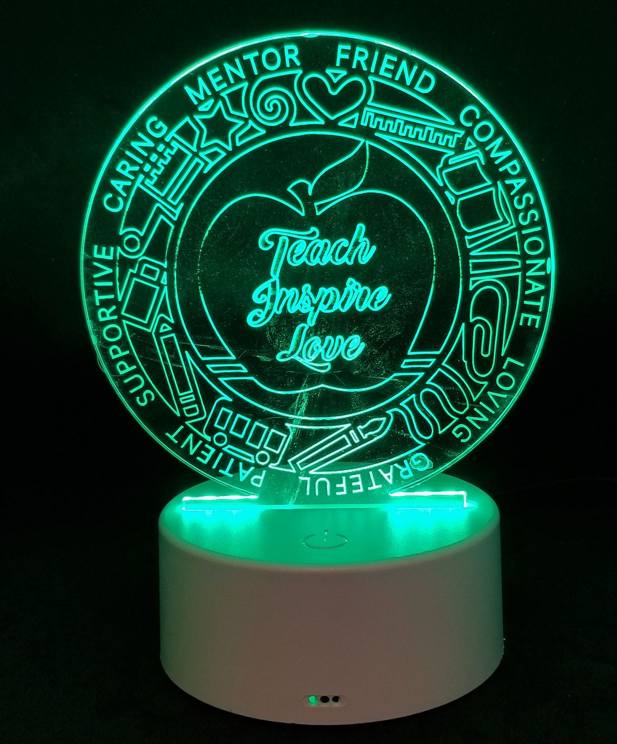 Night Light, Teacher Appreciation image, 3D Illusion, 7 Color Changing Light Base, Desk Light