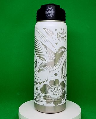 Insulated Bottle Hummingbird Wrap Laser Engraved 20 oz Insulated Bottle