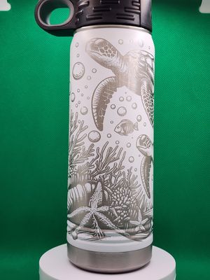 Insulated Bottle Turtles, Sea Turtles Wrap Laser Engraved 20 oz Insulated Bottle