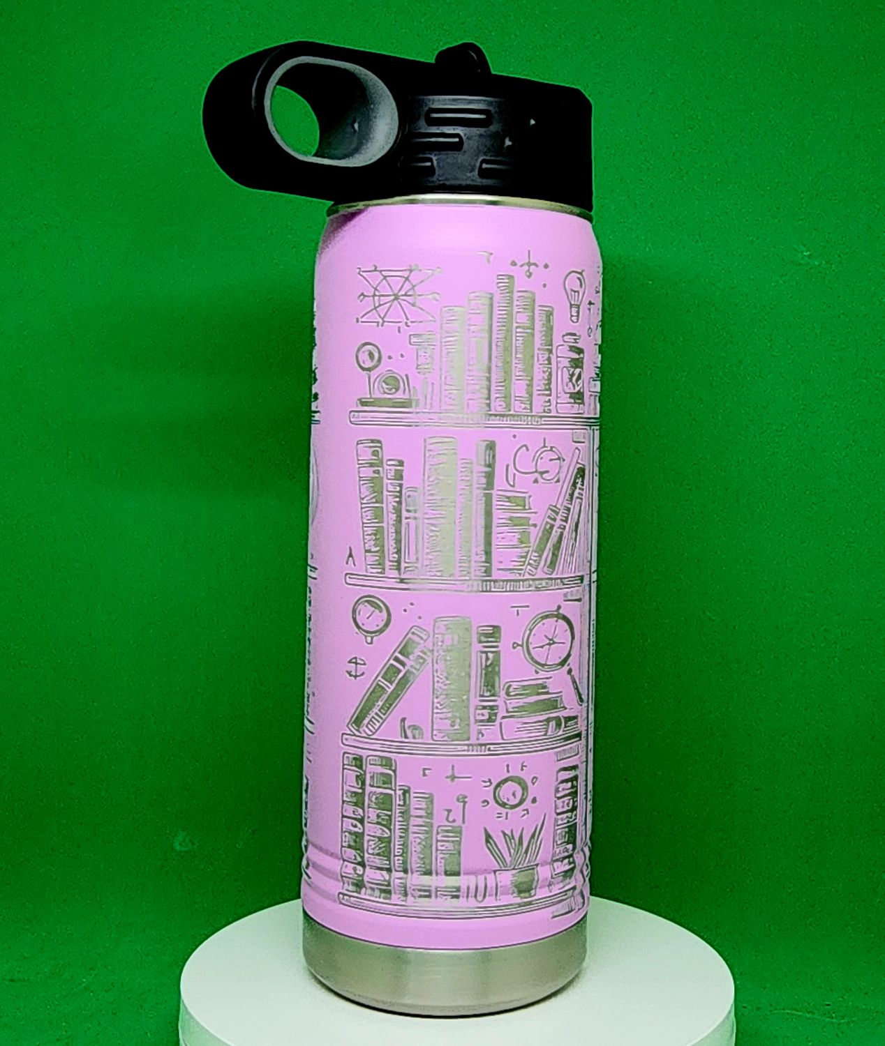 Insulated Bottle Library Book Shelves Wrap Laser Engraved 20 oz Insulated Bottle