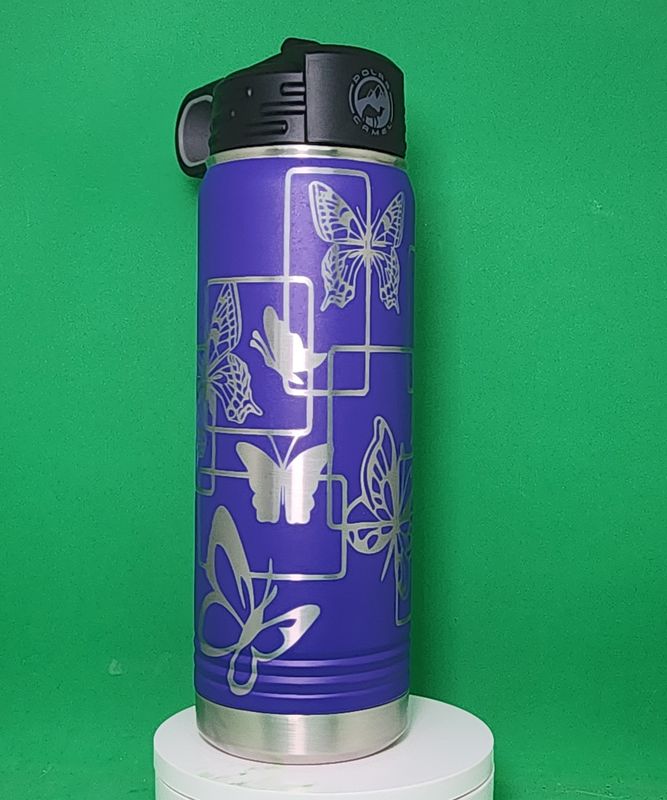 Insulated Bottle Butterfly Wrap Laser Engraved 20 oz