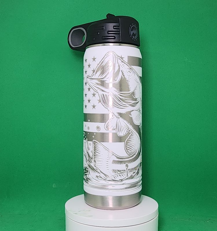 Insulated Bottle Bass Wrap Laser Engraved 20 oz