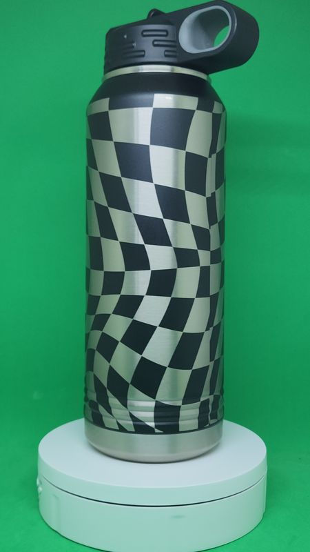 Insulated Bottle Checkered Flag, Wrap Laser Engraved 20 oz